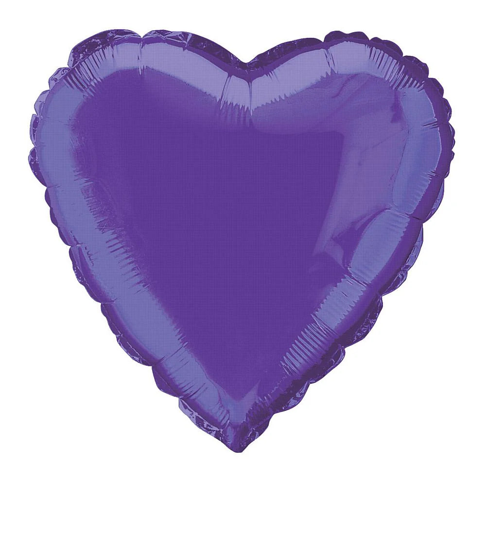 12 x Love Heart Foil Balloons - Purple