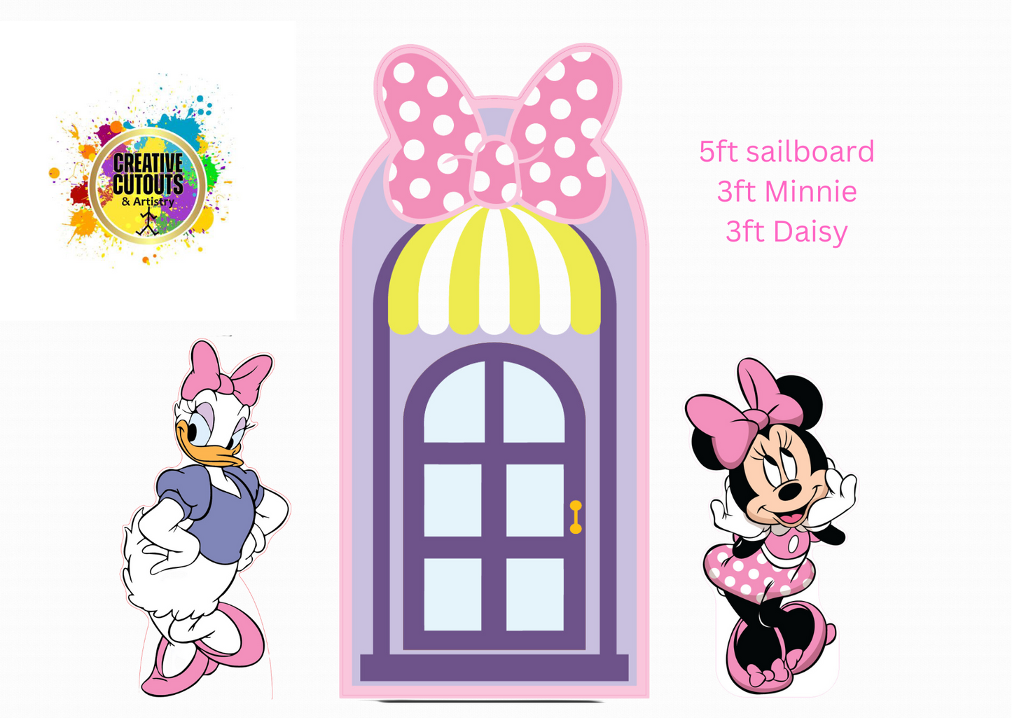 SET OF 3 Sailboard, Minnie Mouse and Daisy Cutouts