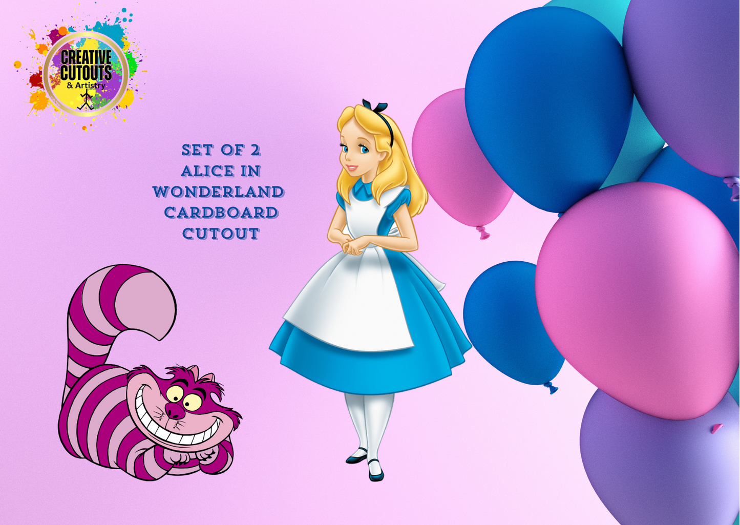 SET OF 2 -Alice in Wonderland Cutouts