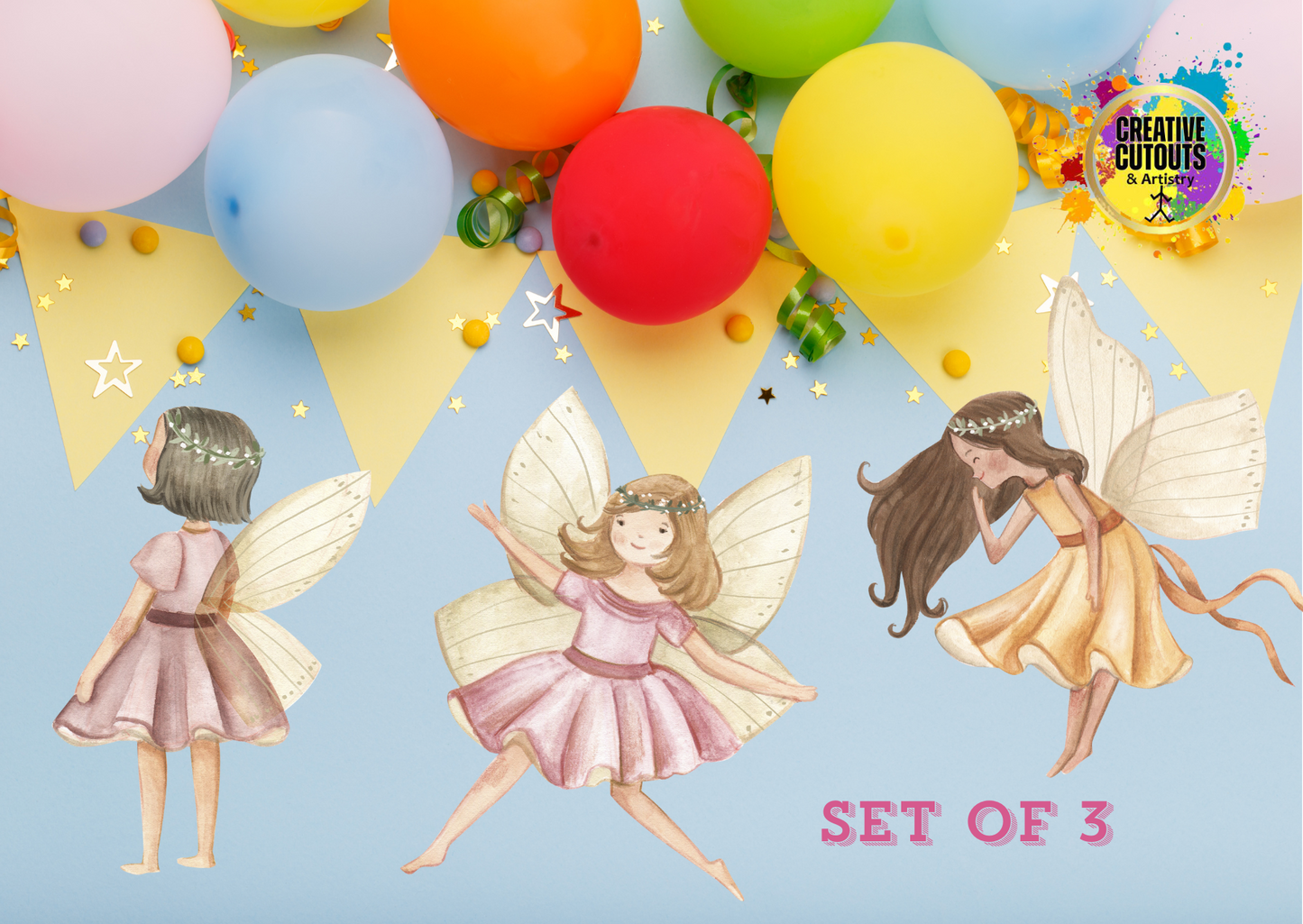 SET OF 3 Fairy Cutouts
