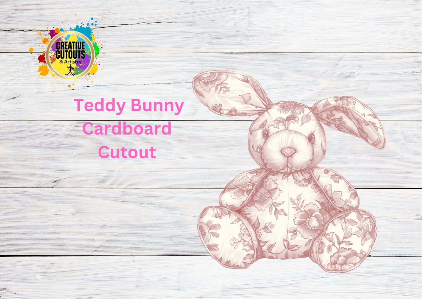 Toile Pink Rabbit Teddy Cutout