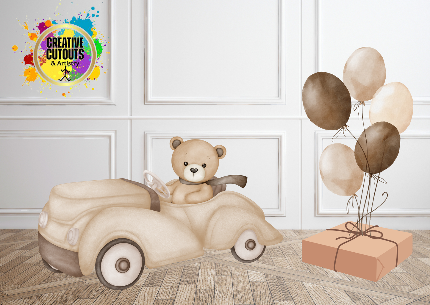 Vintage Driving Bear Cutout