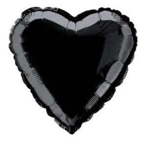 12 x Love Heart Foil Balloons - Black