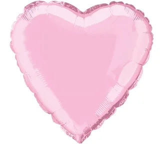 12 x Love Heart Foil Balloons - Pastel Pink
