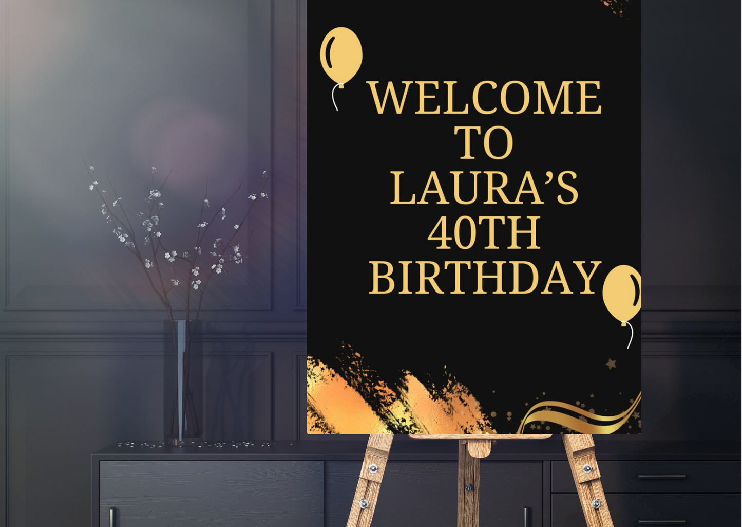 Black & Gold Welcome Board