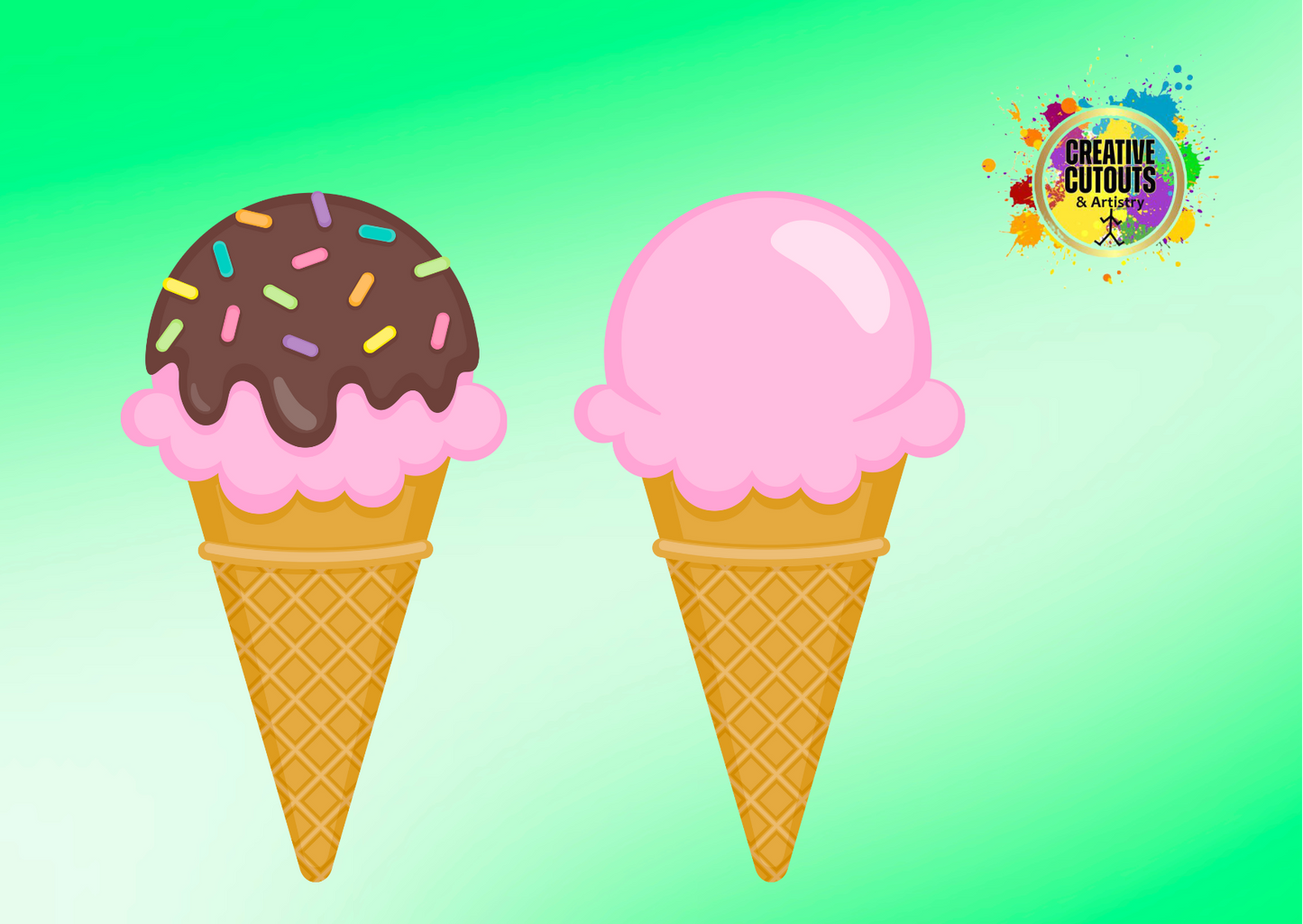 SET of 2 Ice Cream Cutouts
