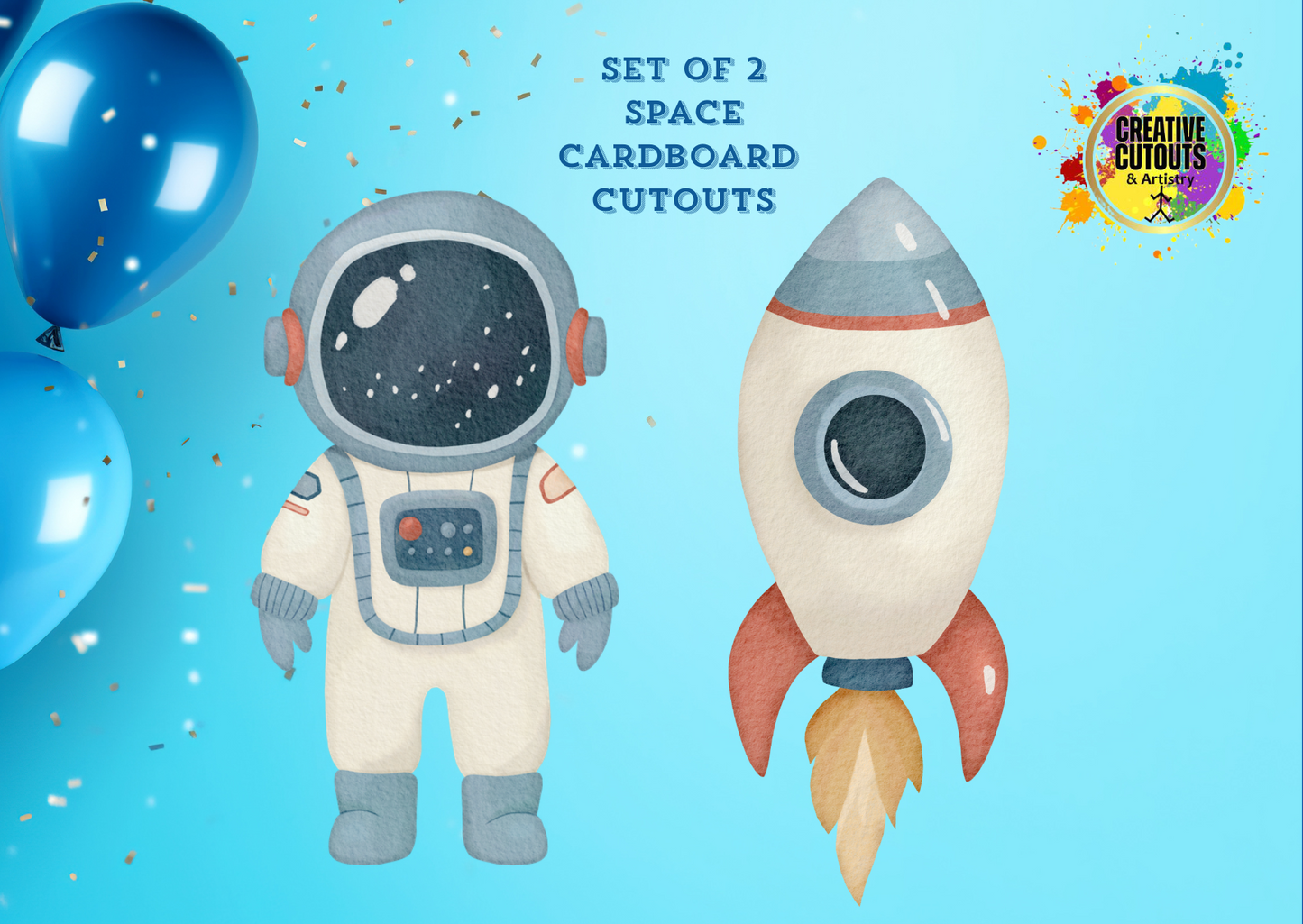 SET OF 2 - Space Man and Rocket Cutouts