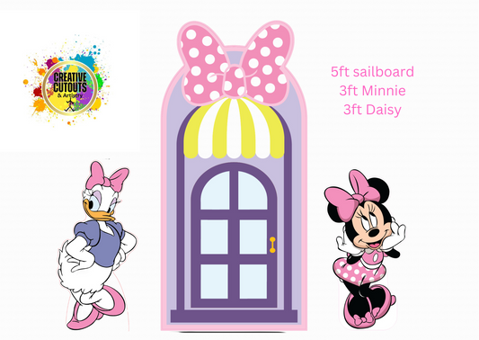 SET OF 3 Sailboard, Minnie Mouse and Daisy Cardboard Cutouts