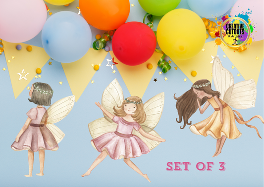 SET OF 3 Fairy Cardboard Cutouts