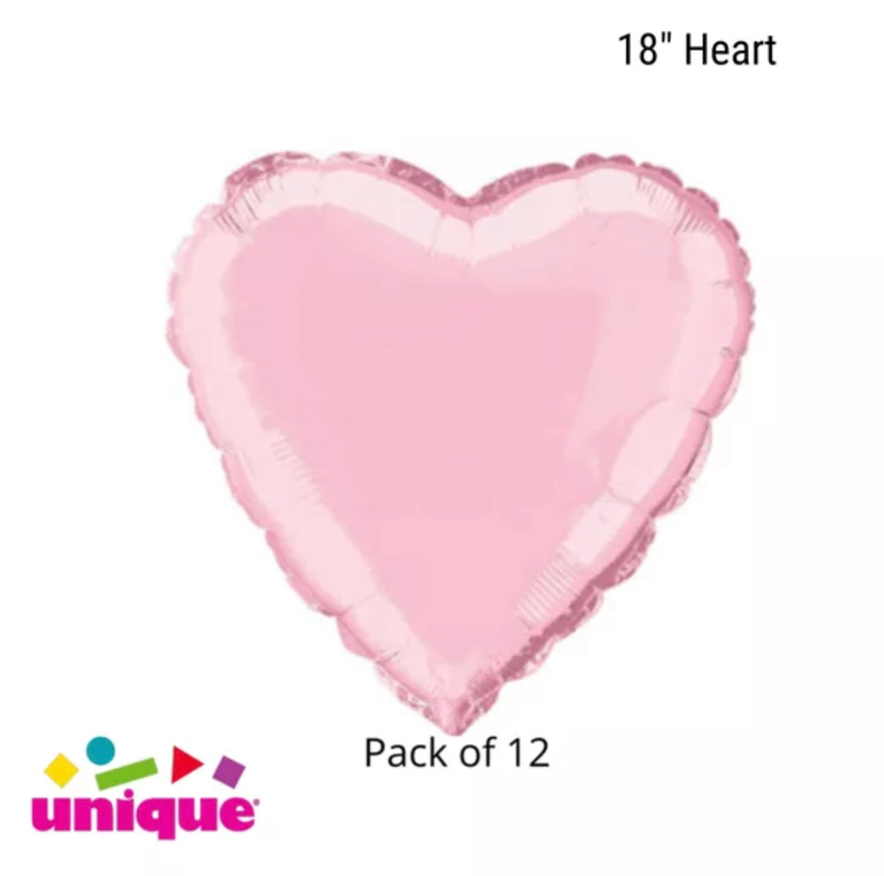 12 x Love Heart Foil Balloons - Pastel Pink