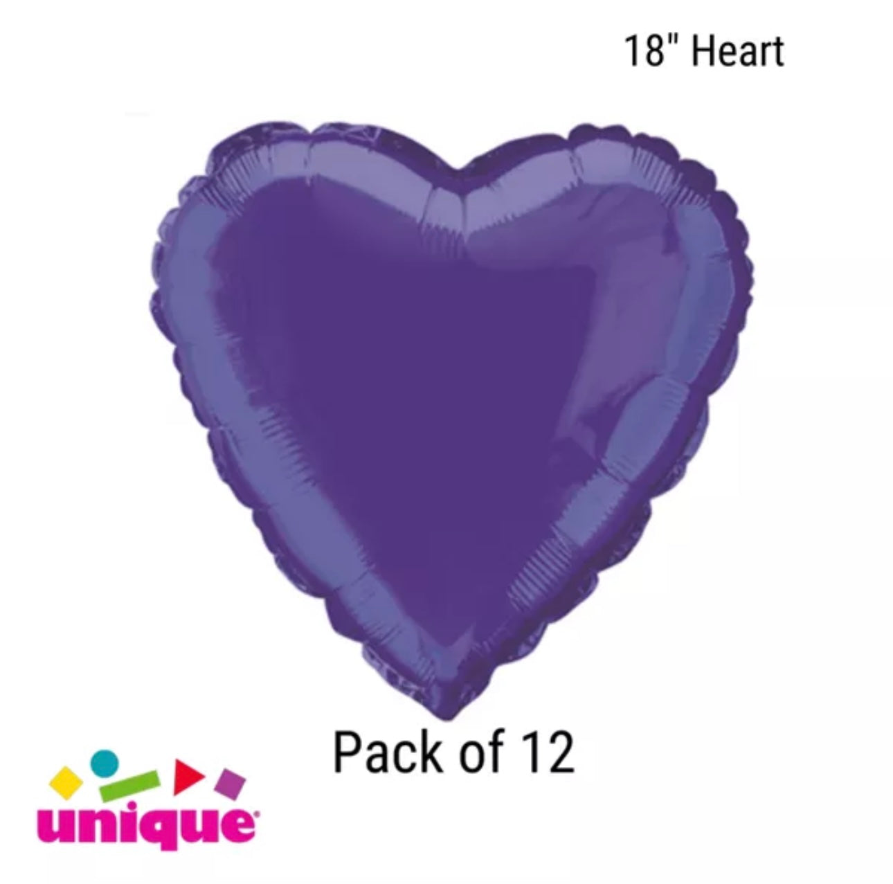 12 x Love Heart Foil Balloons - Purple