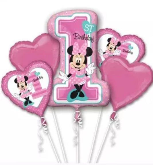 Minnie First Birthday Foil Balloon Bouquet