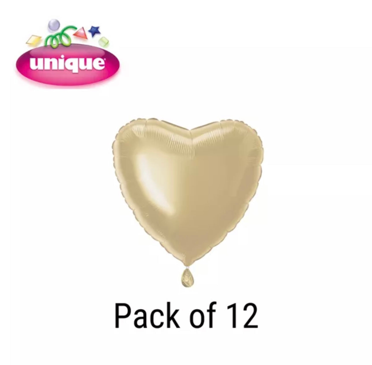 12 x Love Heart Foil Balloons - Gold