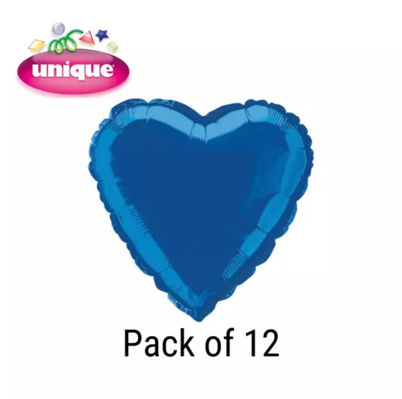 12 x Love Heart Foil Balloons - Blue