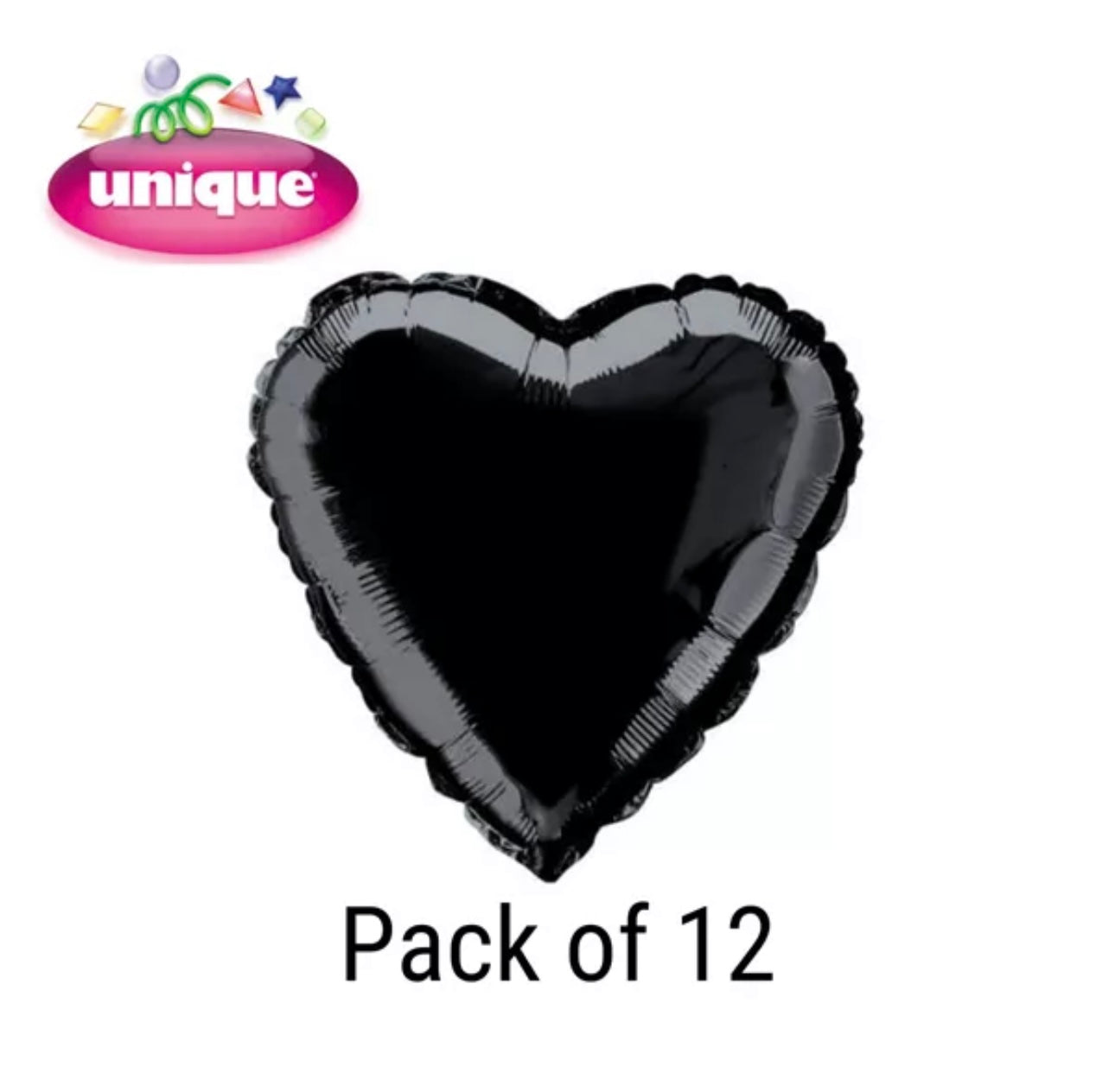 12 x Love Heart Foil Balloons - Black