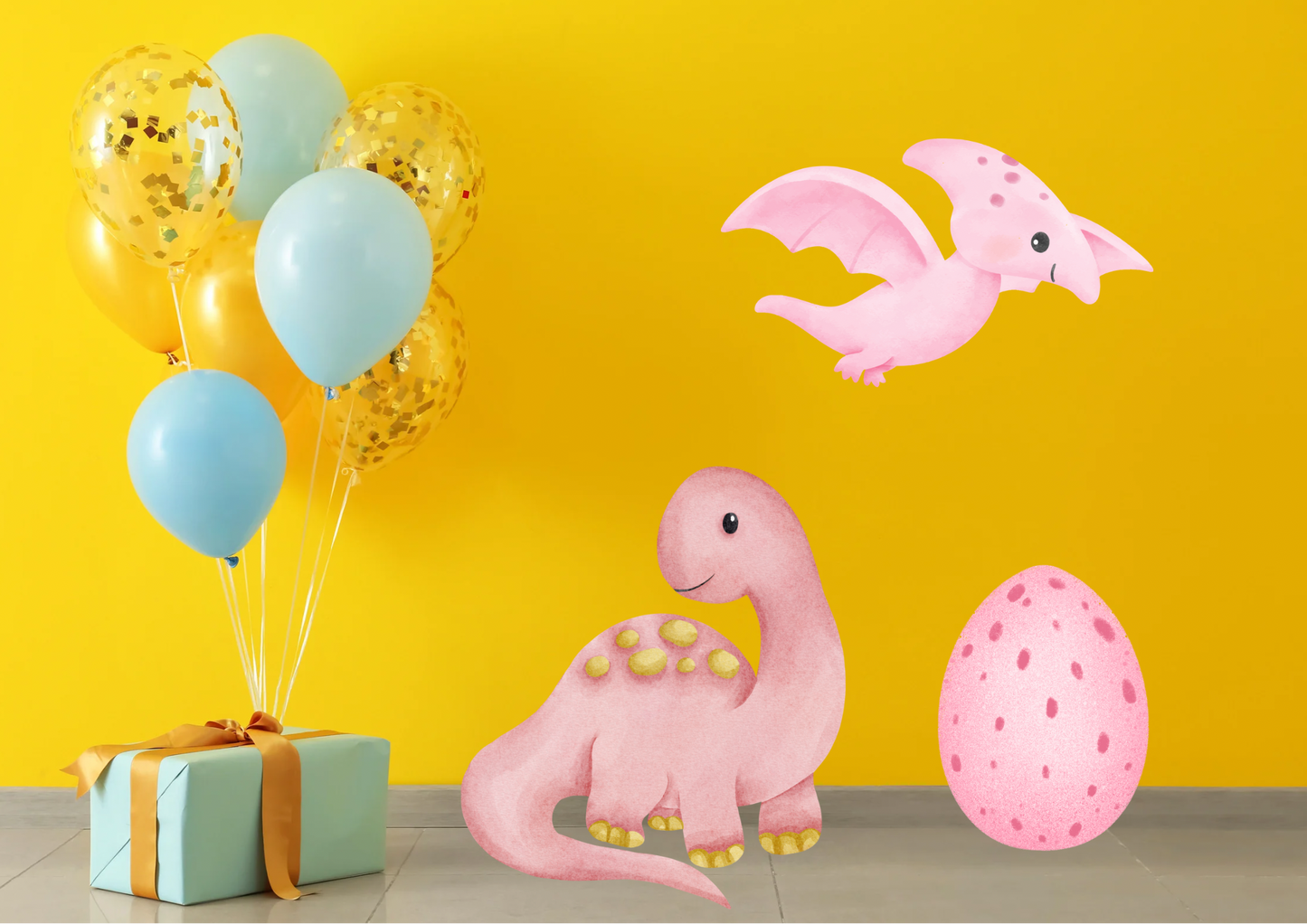 SET of 3 Pink Dinosaur Cutouts