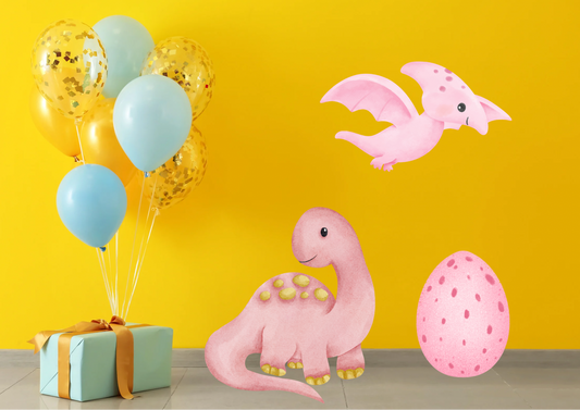 SET of 3 Pink Dinosaur Cutouts