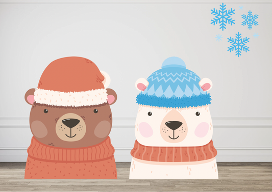 SET of 2 Winter Animal Cutouts