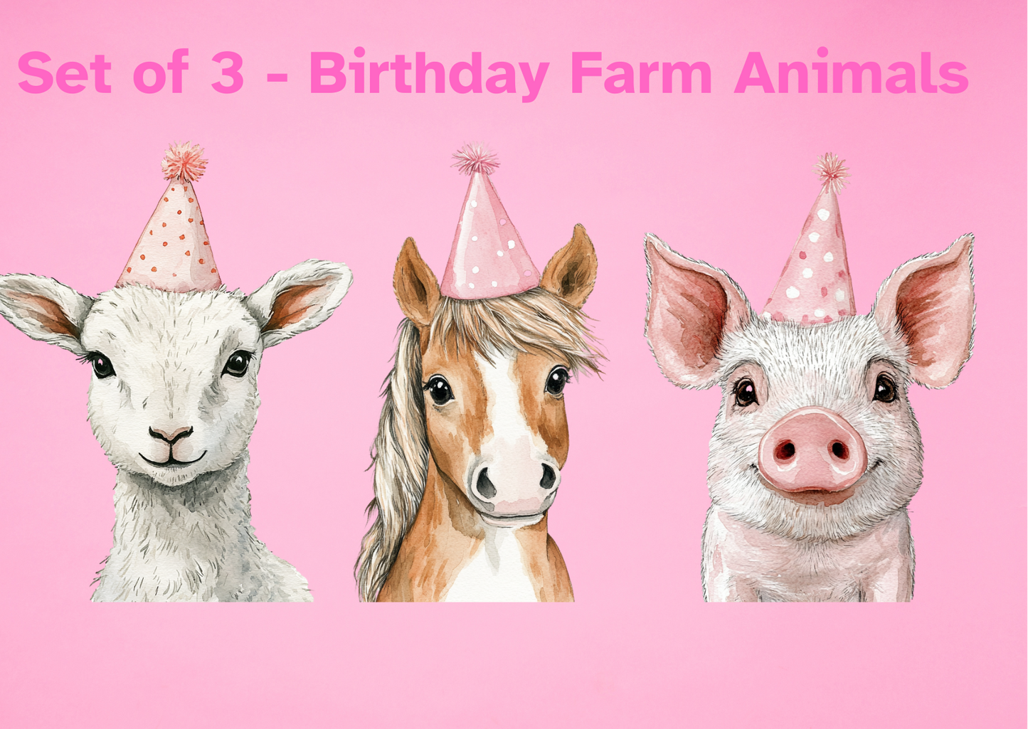 SET OF 3 - Birthday Farm Animal Cutouts