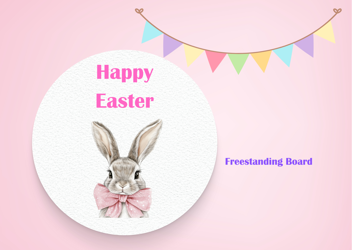 Easter Round Freestanding Board Pink