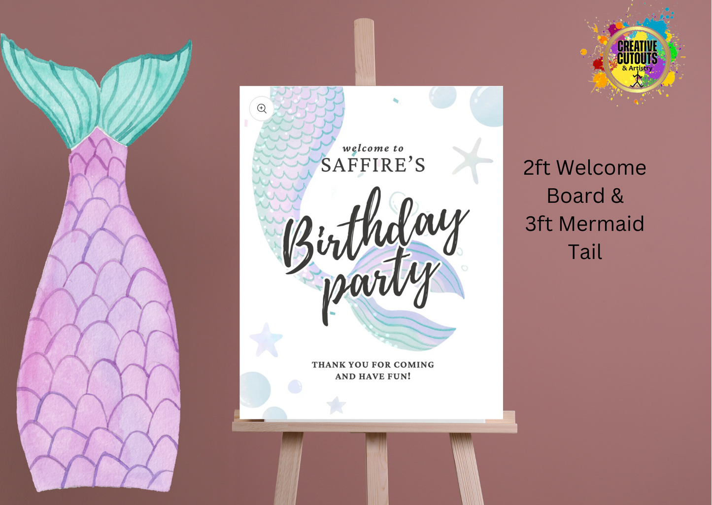 SET OF 2 - Mermaid Cutout & Welcome Board