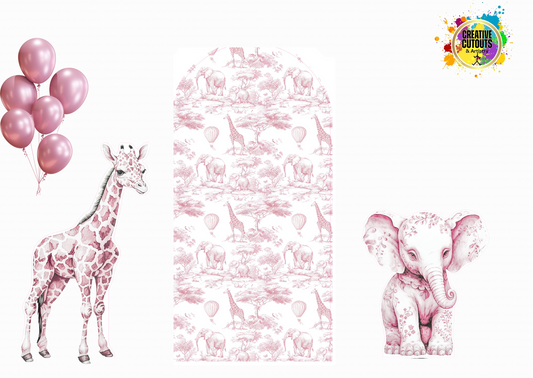 SET OF 3 - Pink Toile Safari