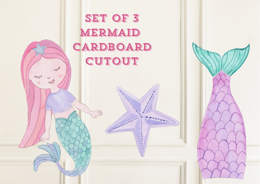 SET OF 3 - Mermaid Magic Cardboard Cutouts