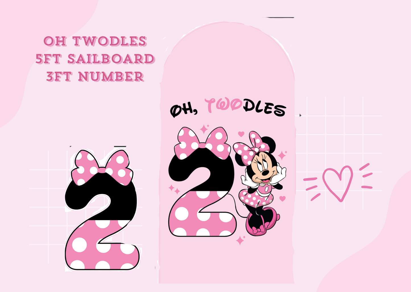 SET OF 2 - Minnie Mouse Oh Twodles Sailboard and Number 2 Cardboard Cutout